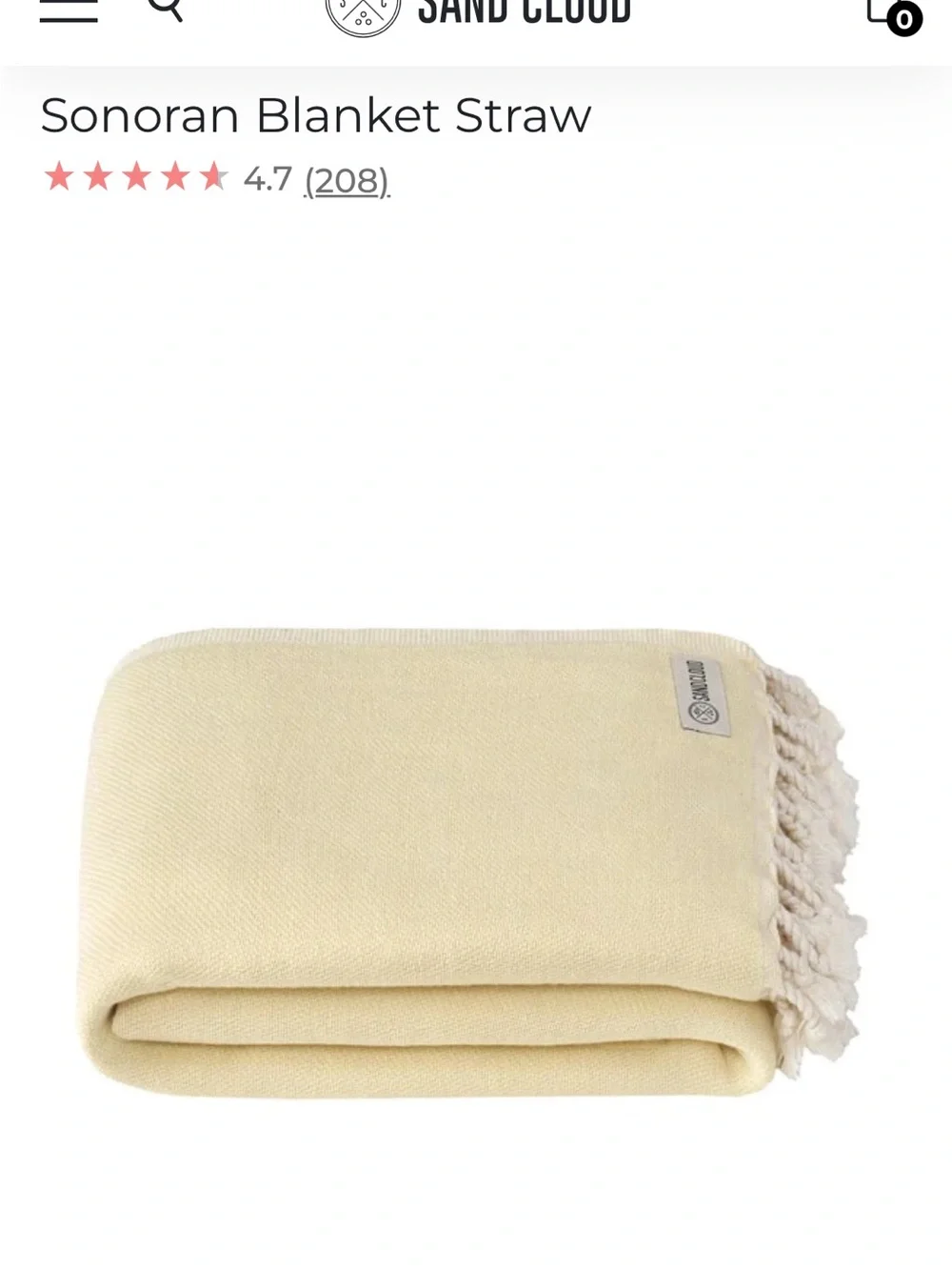 SandCloud Cream Straw Turkish-Style Throw Blanket 100% organic cotton large size